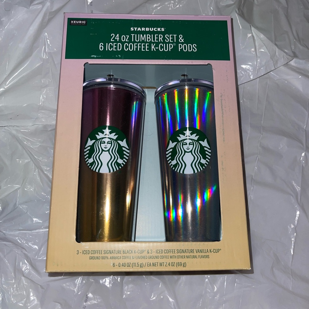 Starbucks Holographic and Purple Tumbler Set with Iced Coffee Pods